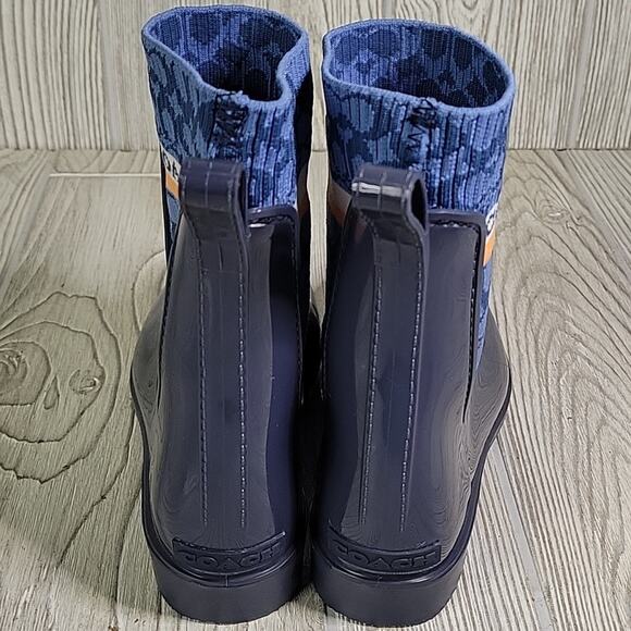 Coach Rivington Logo Navy Blue Rain Boots Womens Size 5 New - Picture 6 of 14